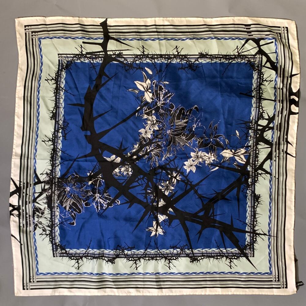 HAIDER ACKERMANN Blue Black & White Floral Silk Scarves